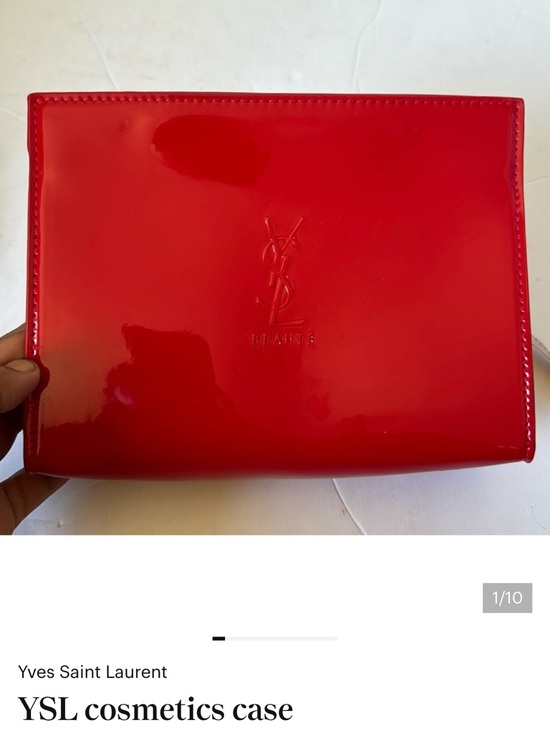 Yves Saint Laurent Handbags - Yves Saint Laurent Red Patent Cosmetic Pouch with gold chain for shoulder bag.